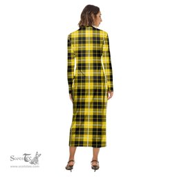 ScotsTee Shop Scottish Barclay Dress Modern Clan Crest Tartan Womens Mock Neck Long Sleeve Midi Dress