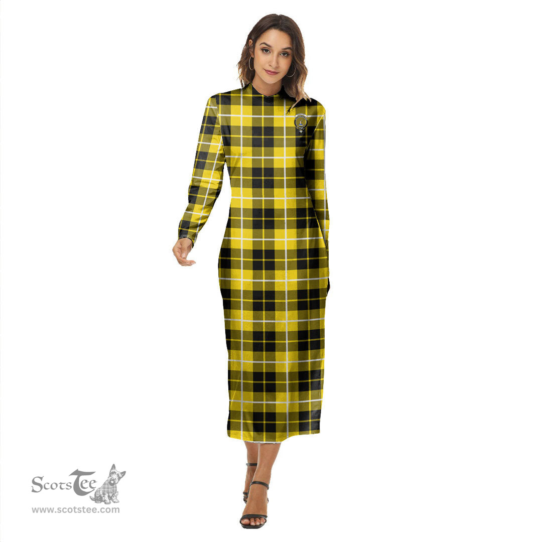 ScotsTee Shop Scottish Barclay Dress Modern Clan Crest Tartan Womens Mock Neck Long Sleeve Midi Dress
