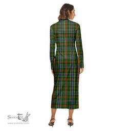 ScotsTee Shop Scottish Bisset Clan Crest Tartan Womens Mock Neck Long Sleeve Midi Dress
