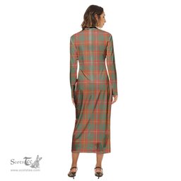 ScotsTee Shop Scottish Bruce Ancient Clan Tartan Womens Mock Neck Long Sleeve Midi Dress