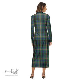 ScotsTee Shop Scottish Allison Clan Tartan Womens Mock Neck Long Sleeve Midi Dress