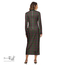 ScotsTee Shop Scottish Cairns Clan Tartan Womens Mock Neck Long Sleeve Midi Dress