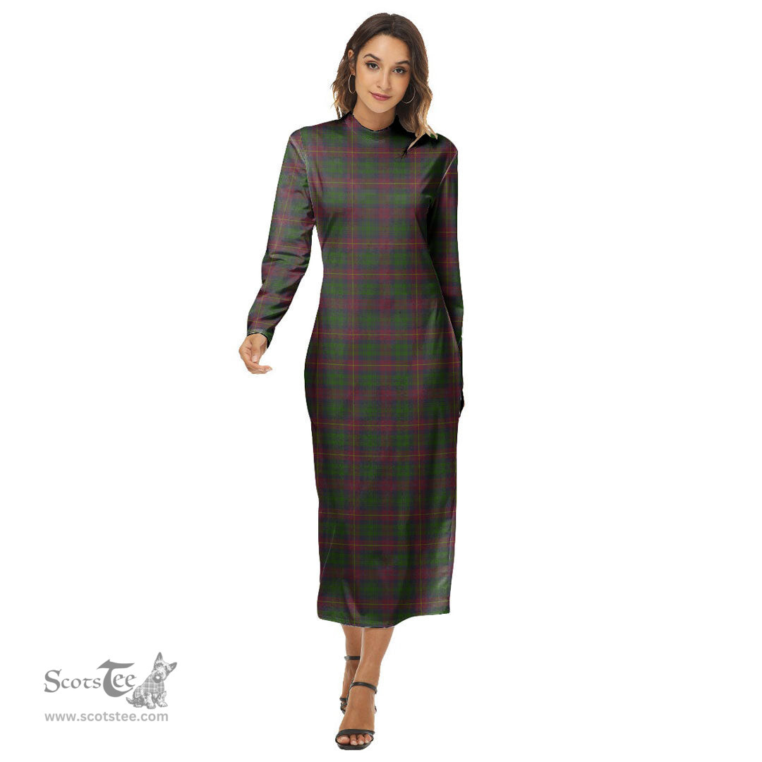 ScotsTee Shop Scottish Cairns Clan Tartan Womens Mock Neck Long Sleeve Midi Dress