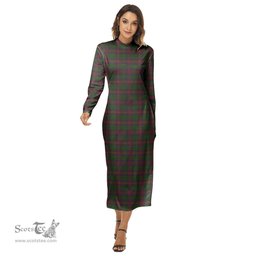 ScotsTee Shop Scottish Cairns Clan Tartan Womens Mock Neck Long Sleeve Midi Dress