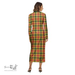 ScotsTee Shop Scottish Baxter Clan Crest Tartan Womens Mock Neck Long Sleeve Midi Dress