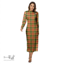 ScotsTee Shop Scottish Baxter Clan Crest Tartan Womens Mock Neck Long Sleeve Midi Dress