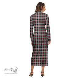 ScotsTee Shop Scottish Borthwick Ancient Clan Tartan Womens Mock Neck Long Sleeve Midi Dress