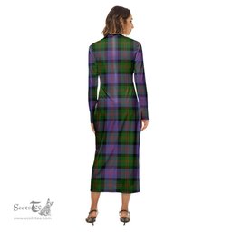 ScotsTee Shop Scottish Blair Modern Clan Crest Tartan Womens Mock Neck Long Sleeve Midi Dress