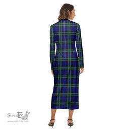 ScotsTee Shop Scottish Arbuthnot Modern Clan Tartan Womens Mock Neck Long Sleeve Midi Dress