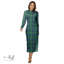 ScotsTee Shop Scottish Armstrong Ancient Clan Tartan Womens Mock Neck Long Sleeve Midi Dress