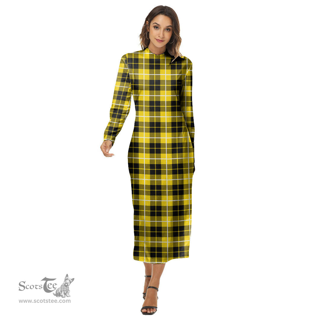 ScotsTee Shop Scottish Barclay Dress Modern Clan Tartan Womens Mock Neck Long Sleeve Midi Dress