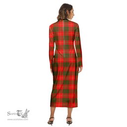 ScotsTee Shop Scottish Cameron Modern Clan Tartan Womens Mock Neck Long Sleeve Midi Dress