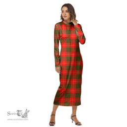 ScotsTee Shop Scottish Cameron Modern Clan Tartan Womens Mock Neck Long Sleeve Midi Dress