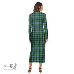 ScotsTee Shop Scottish Arbuthnot Ancient Clan Tartan Womens Mock Neck Long Sleeve Midi Dress