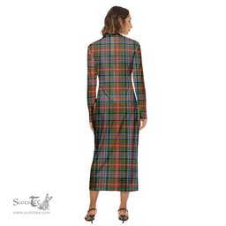 ScotsTee Shop Scottish Caledonia Ancient Clan Tartan Womens Mock Neck Long Sleeve Midi Dress
