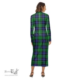 ScotsTee Shop Scottish Graham of Menteith Modern Clan Crest Tartan Womens Mock Neck Long Sleeve Midi Dress