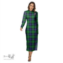 ScotsTee Shop Scottish Graham of Menteith Modern Clan Crest Tartan Womens Mock Neck Long Sleeve Midi Dress