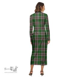 ScotsTee Shop Scottish Gray Hunting Clan Tartan Womens Mock Neck Long Sleeve Midi Dress
