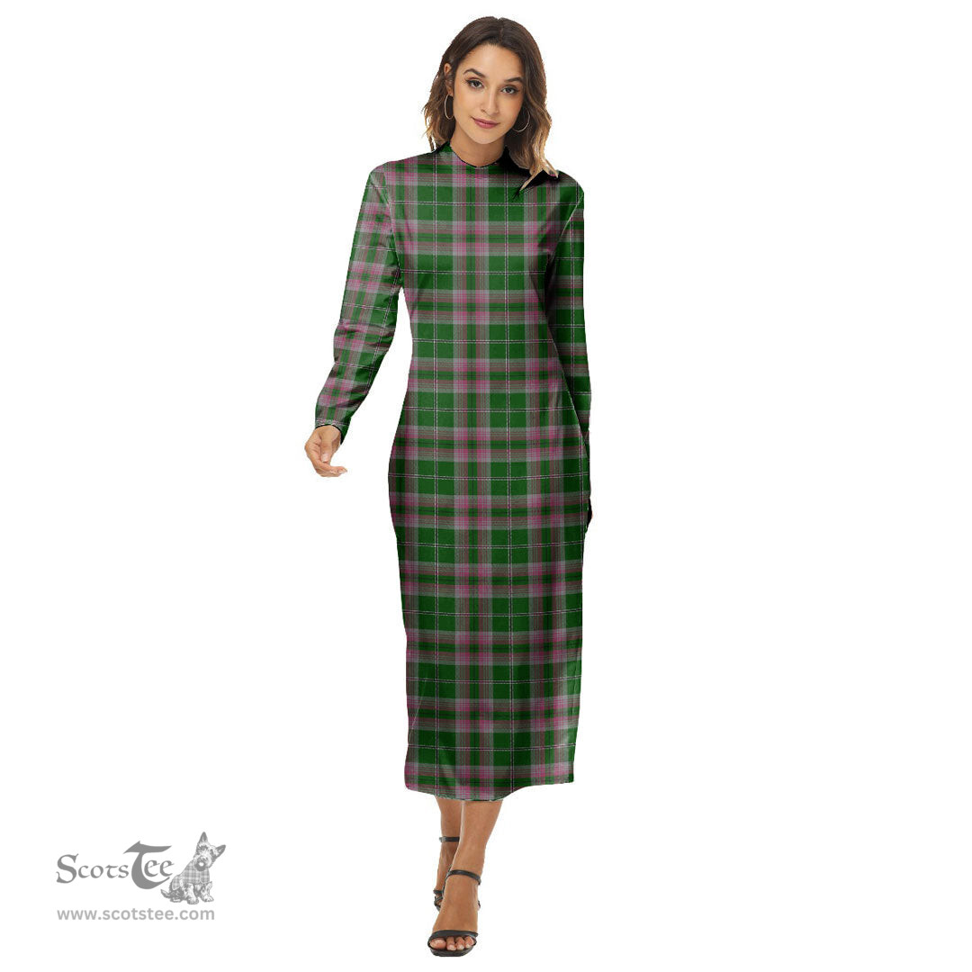 ScotsTee Shop Scottish Gray Hunting Clan Tartan Womens Mock Neck Long Sleeve Midi Dress