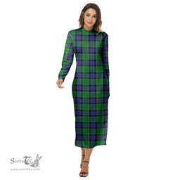 ScotsTee Shop Scottish Graham of Menteith Modern Clan Tartan Womens Mock Neck Long Sleeve Midi Dress