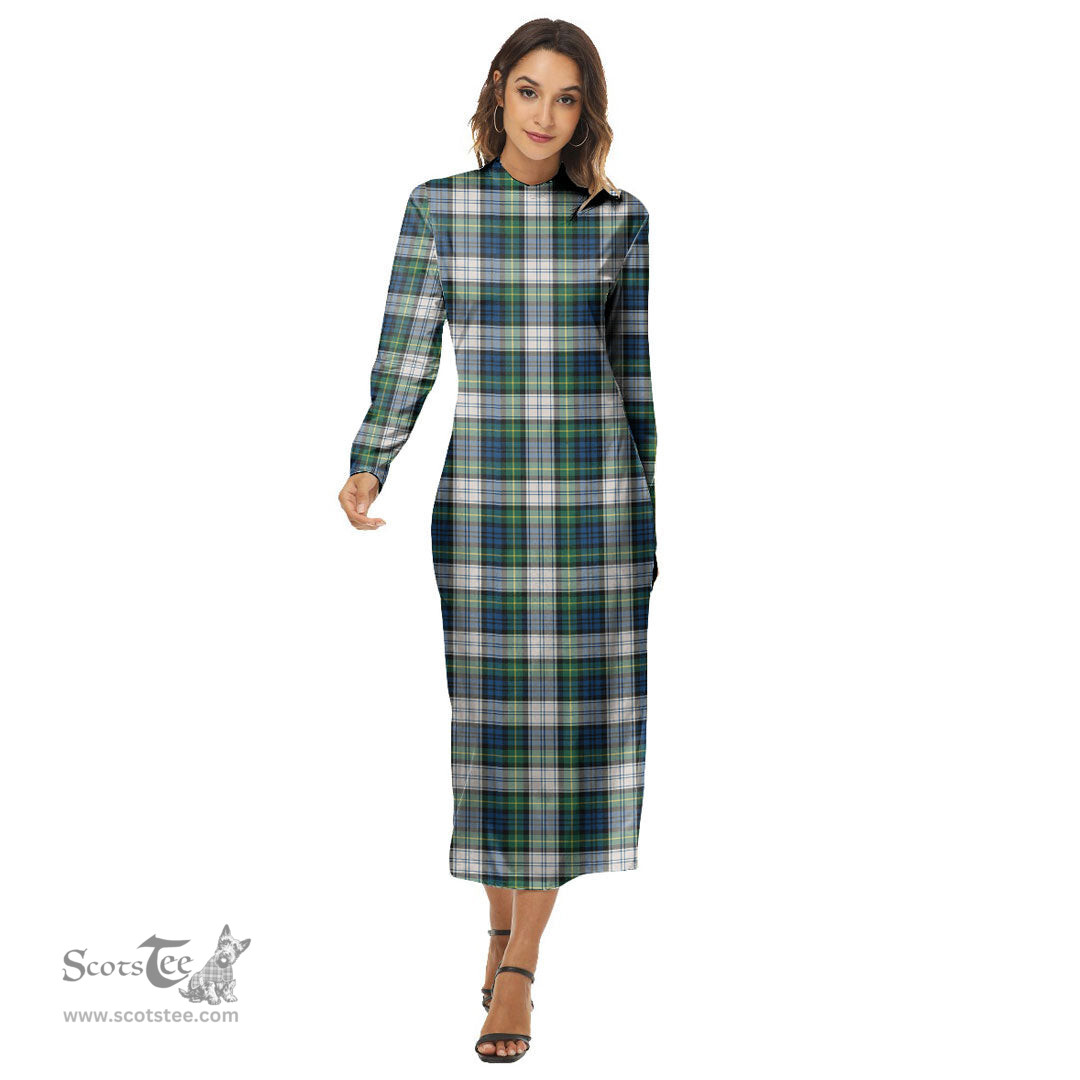 ScotsTee Shop Scottish Gordon Dress Ancient Clan Tartan Womens Mock Neck Long Sleeve Midi Dress
