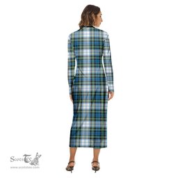 ScotsTee Shop Scottish Campbell Dress Ancient Clan Crest Tartan Womens Mock Neck Long Sleeve Midi Dress