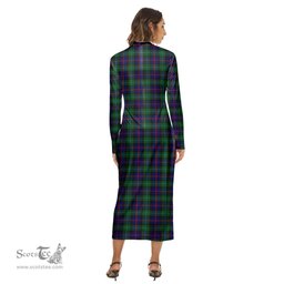ScotsTee Shop Scottish Campbell of Cawdor Modern Clan Tartan Womens Mock Neck Long Sleeve Midi Dress