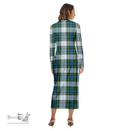 ScotsTee Shop Scottish Campbell Dress Clan Crest Tartan Womens Mock Neck Long Sleeve Midi Dress