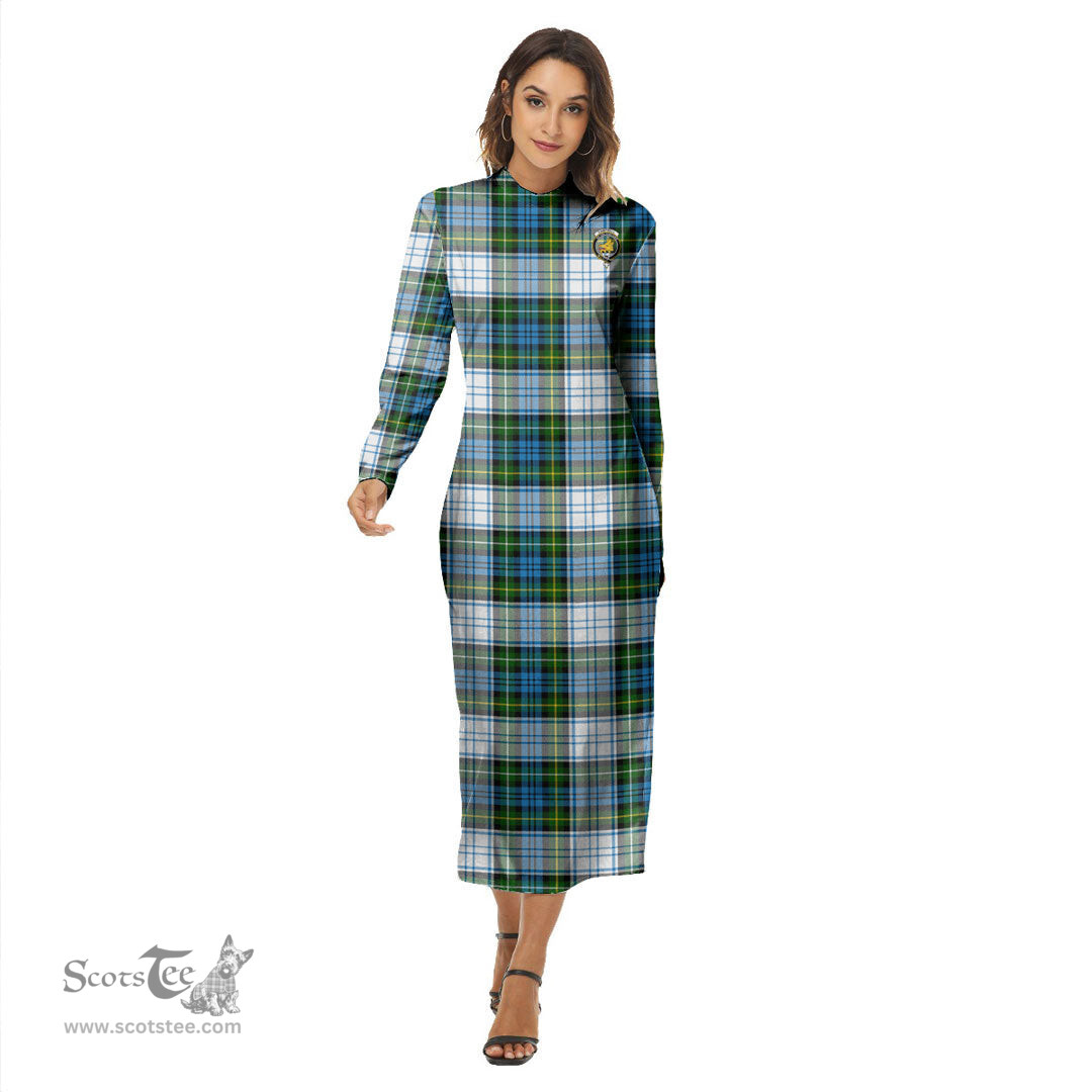 ScotsTee Shop Scottish Campbell Dress Clan Crest Tartan Womens Mock Neck Long Sleeve Midi Dress