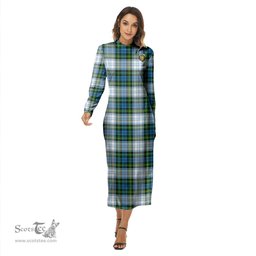 ScotsTee Shop Scottish Campbell Dress Clan Crest Tartan Womens Mock Neck Long Sleeve Midi Dress