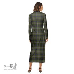 ScotsTee Shop Scottish Davidson Tulloch Dress Clan Tartan Womens Mock Neck Long Sleeve Midi Dress