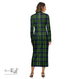 ScotsTee Shop Scottish Campbell of Breadalbane Modern Clan Tartan Womens Mock Neck Long Sleeve Midi Dress