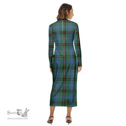 ScotsTee Shop Scottish Davidson Ancient Clan Tartan Womens Mock Neck Long Sleeve Midi Dress