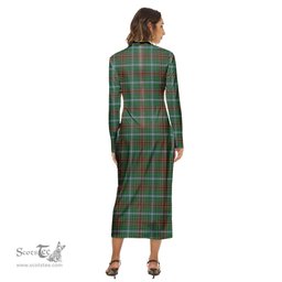 ScotsTee Shop Scottish Gayre Clan Tartan Womens Mock Neck Long Sleeve Midi Dress