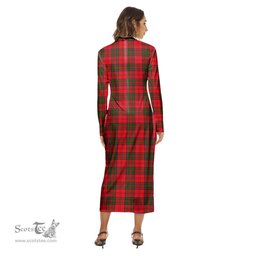 ScotsTee Shop Scottish Grant Modern Clan Crest Tartan Womens Mock Neck Long Sleeve Midi Dress