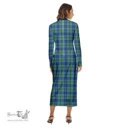 ScotsTee Shop Scottish Falconer Clan Crest Tartan Womens Mock Neck Long Sleeve Midi Dress