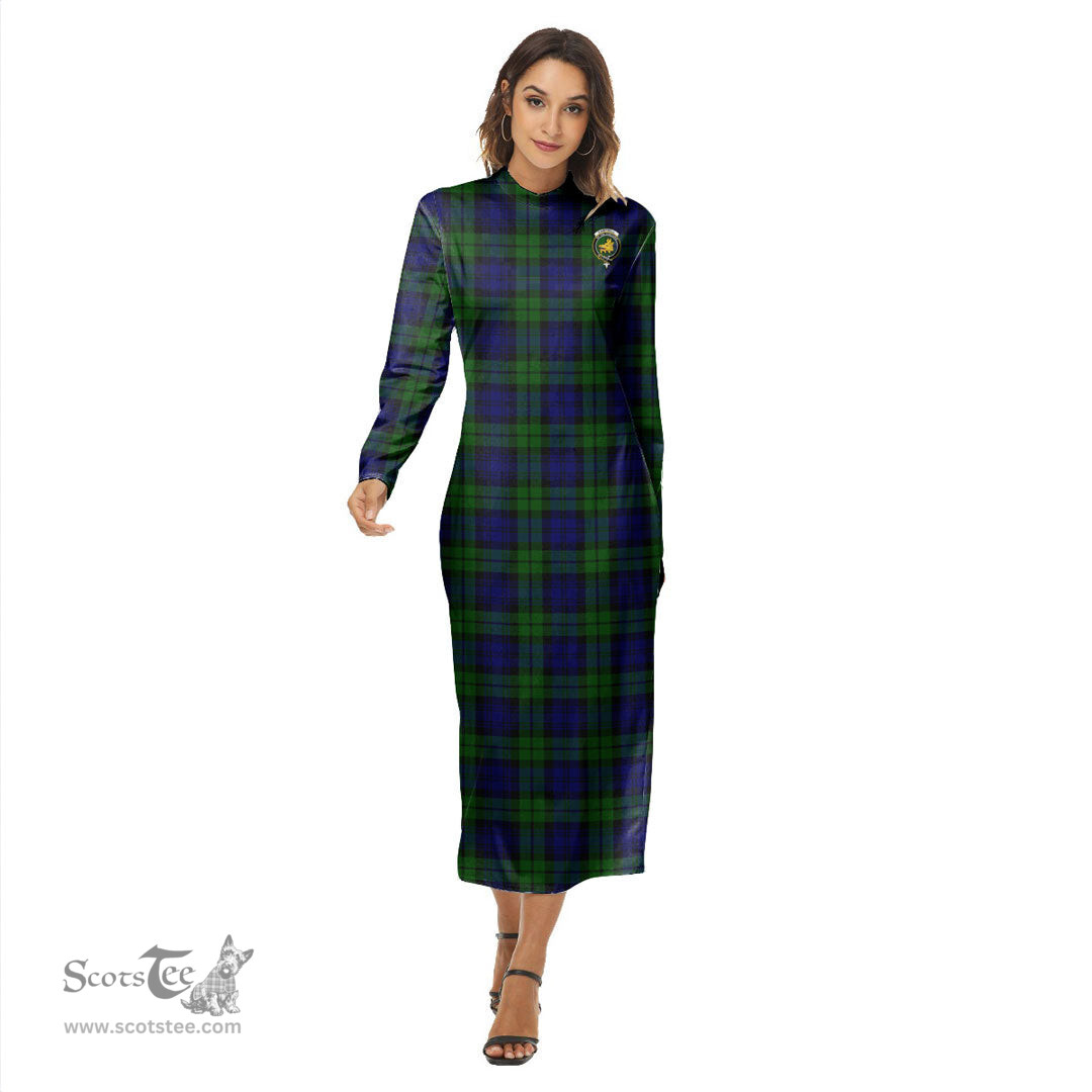 ScotsTee Shop Scottish Campbell Modern Clan Crest Tartan Womens Mock Neck Long Sleeve Midi Dress