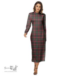 ScotsTee Shop Scottish Cumming Hunting Modern Clan Tartan Womens Mock Neck Long Sleeve Midi Dress