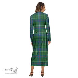 ScotsTee Shop Scottish Duncan Ancient Clan Tartan Womens Mock Neck Long Sleeve Midi Dress