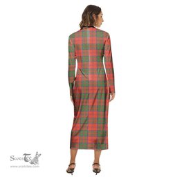ScotsTee Shop Scottish Grant Ancient Clan Tartan Womens Mock Neck Long Sleeve Midi Dress