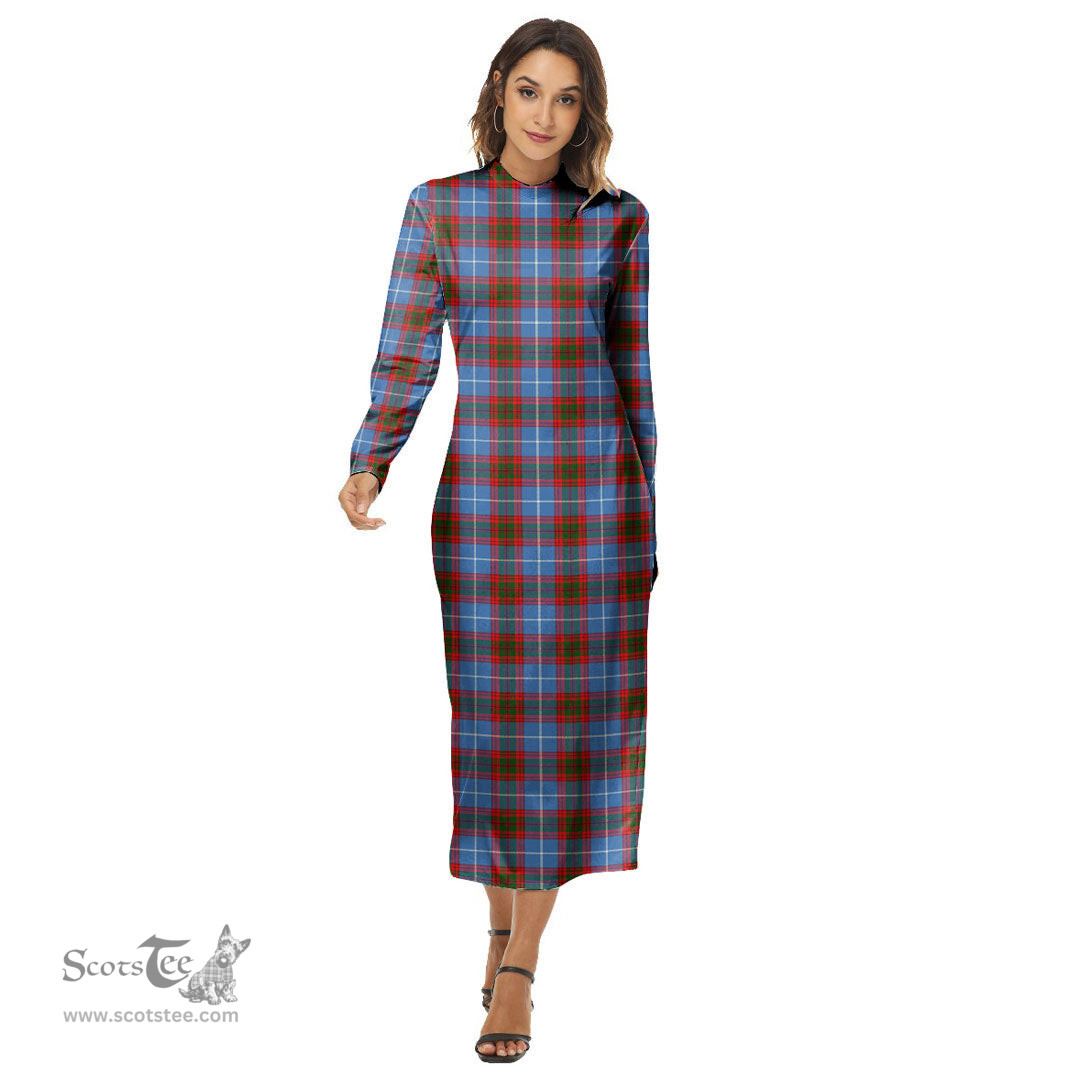ScotsTee Shop Scottish Edinburgh District Clan Tartan Womens Mock Neck Long Sleeve Midi Dress