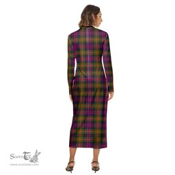 ScotsTee Shop Scottish Carnegie Modern Clan Tartan Womens Mock Neck Long Sleeve Midi Dress