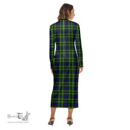 ScotsTee Shop Scottish Campbell of Breadalbane Modern Clan Crest Tartan Womens Mock Neck Long Sleeve Midi Dress