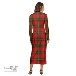 ScotsTee Shop Scottish Crief District Clan Tartan Womens Mock Neck Long Sleeve Midi Dress