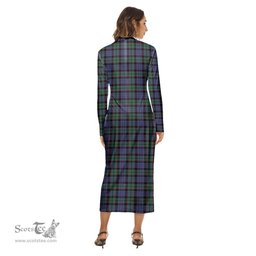 ScotsTee Shop Scottish Fletcher Modern Clan Crest Tartan Womens Mock Neck Long Sleeve Midi Dress