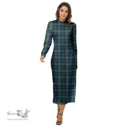 ScotsTee Shop Scottish Forbes Ancient Clan Tartan Womens Mock Neck Long Sleeve Midi Dress