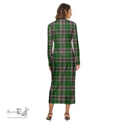 ScotsTee Shop Scottish Gray Hunting Clan Crest Tartan Womens Mock Neck Long Sleeve Midi Dress