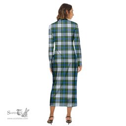 ScotsTee Shop Scottish Campbell Dress Clan Tartan Womens Mock Neck Long Sleeve Midi Dress