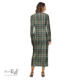 ScotsTee Shop Scottish Craig Ancient Clan Crest Tartan Womens Mock Neck Long Sleeve Midi Dress