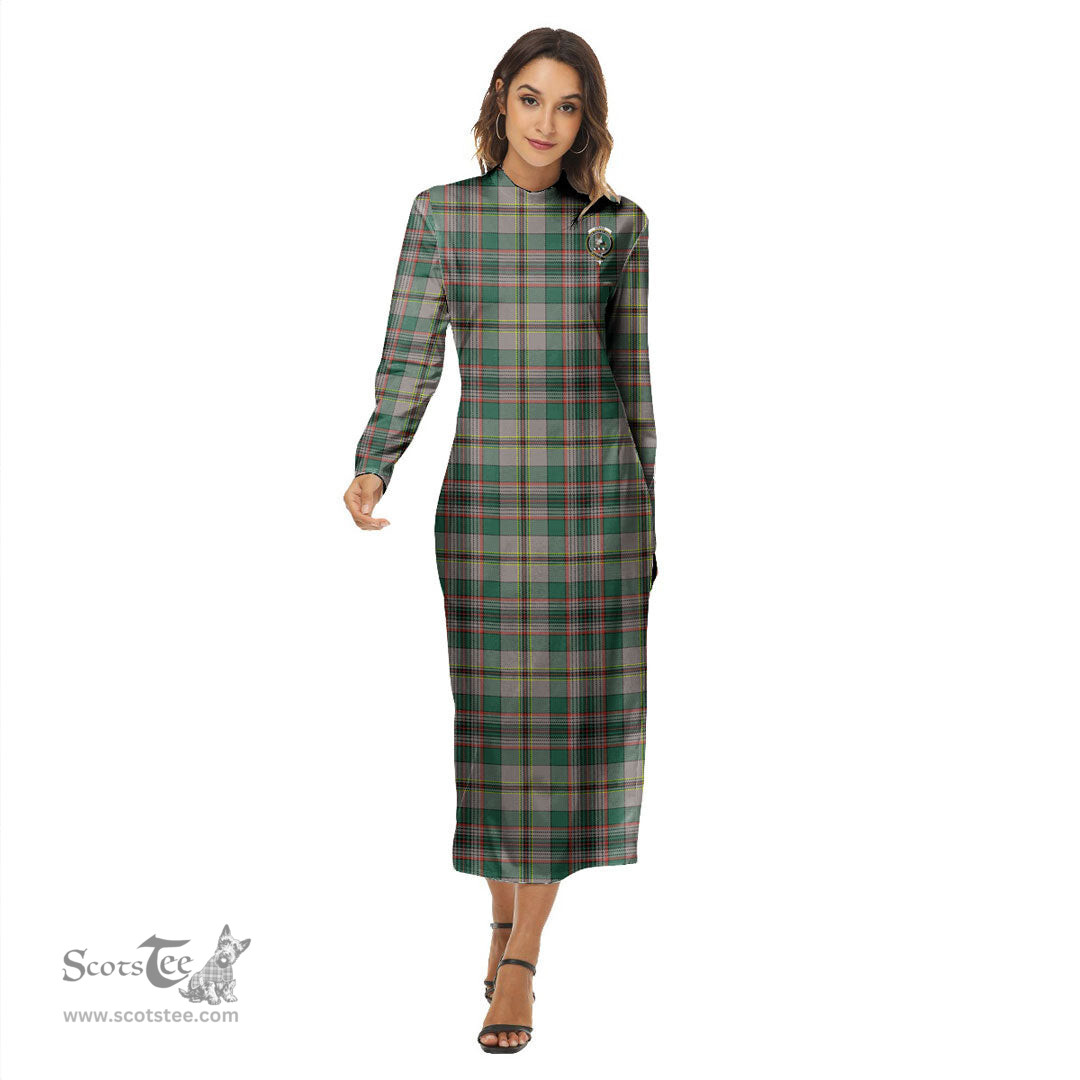 ScotsTee Shop Scottish Craig Ancient Clan Crest Tartan Womens Mock Neck Long Sleeve Midi Dress